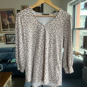 Adrianna Papell Pink and Black Floral Blouse